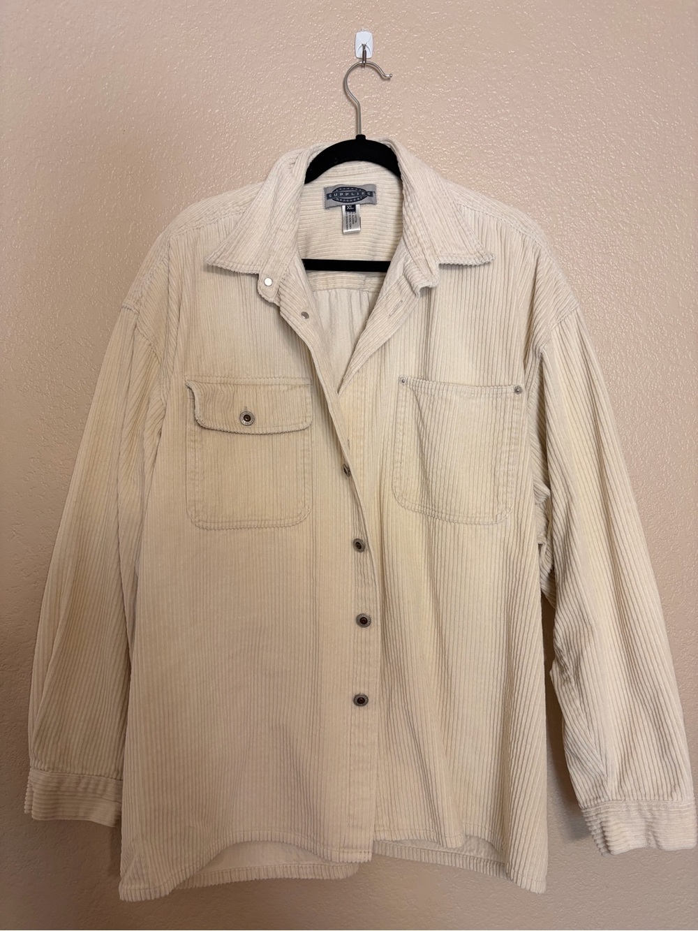 Supplies Menswear Beige Ribbed Jacket Men's Size XL Button Cream Corduroy